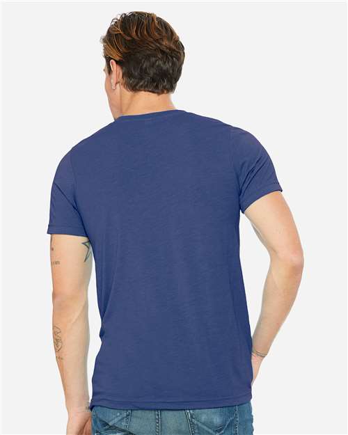 Bella + Canvas 3415 Triblend V-Neck Tee - True Royal Triblend - model back