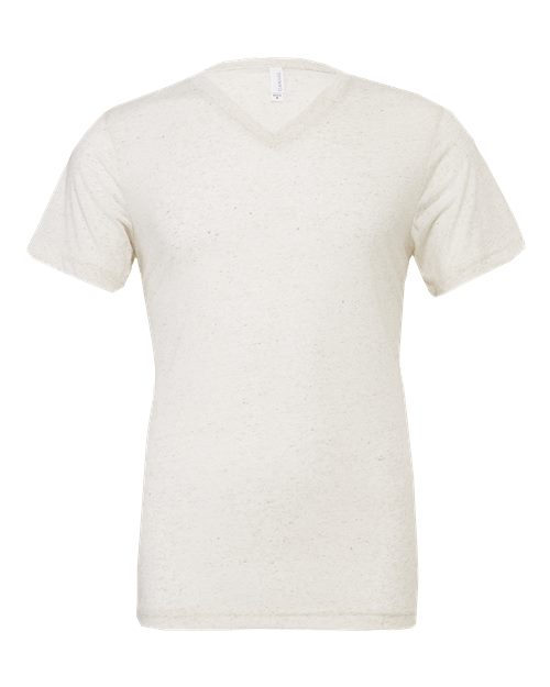 Bella + Canvas 3415 Triblend V-Neck Tee - Oatmeal Triblend - flat front