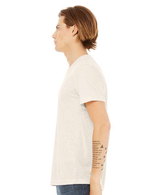 Bella + Canvas 3415 Triblend V-Neck Tee - Oatmeal Triblend - model side