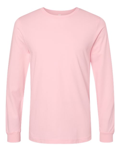 Bella+Canvas 3501 Unisex Jersey Long Sleeve Tee - Pink - flat front