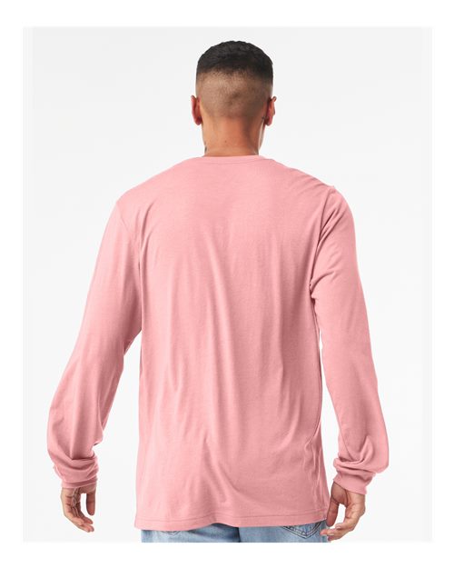 Bella+Canvas 3501 Unisex Jersey Long Sleeve Tee - Pink - model back