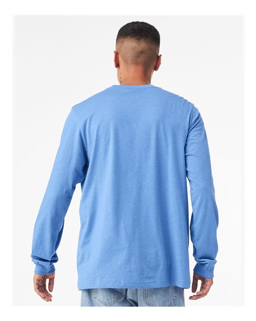 Bella+Canvas 3501 Unisex Jersey Long Sleeve Tee - Carolina Blue - model back