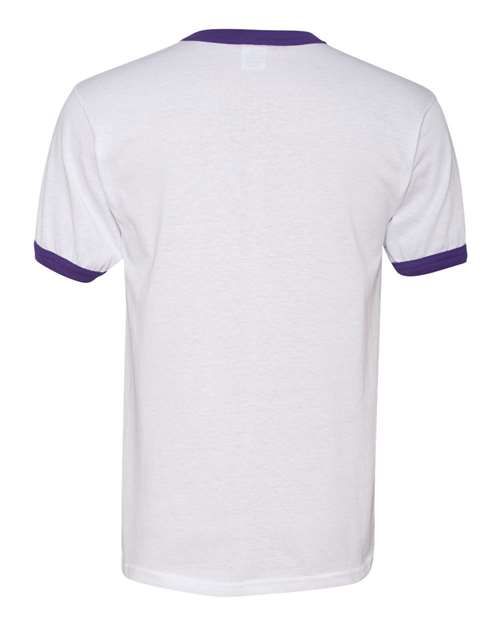 Augusta Sportswear 710 Unisex 50/50 Ringer T-Shirt - White/ Purple - back
