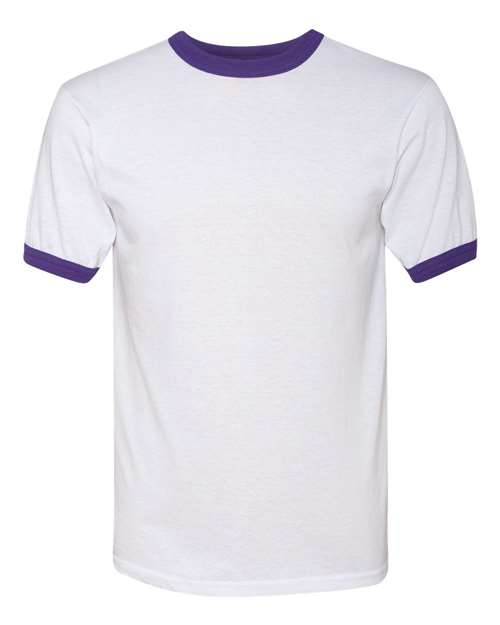 Augusta Sportswear 710 Unisex 50/50 Ringer T-Shirt - White/ Purple - front