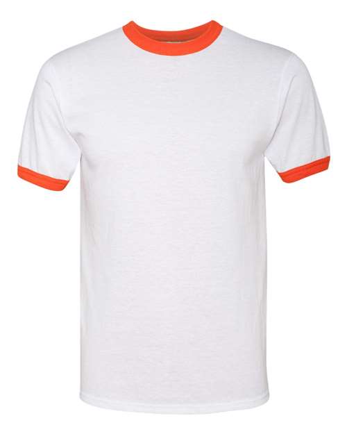Augusta Sportswear 710 Unisex 50/50 Ringer T-Shirt - White/ Orange - front