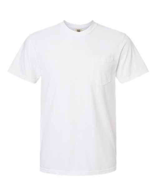 Comfort Colors 6030 Unisex Garment-Dyed Heavyweight Pocket T-Shirt - White - front
