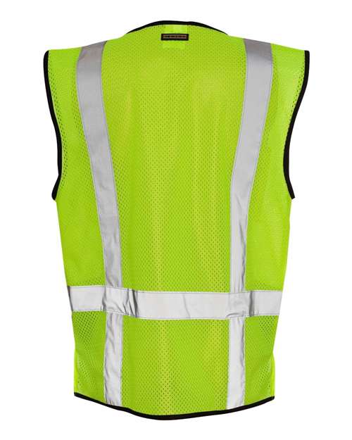 Kishigo 1509 Unisex Black Bottom Mesh Class 2 Vest - Lime - back