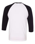 BELLA + CANVAS 3200 Unisex Three-Quarter Sleeve Baseball Tee - White/ Black - back