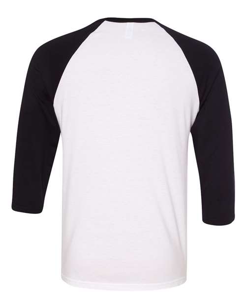 BELLA + CANVAS 3200 Unisex Three-Quarter Sleeve Baseball Tee - White/ Black - back