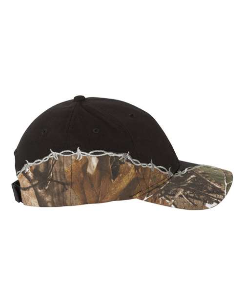 Kati LC4BW Licensed Camo with Barbed Wire Embroidery Cap - Black/ Realtree AP - side