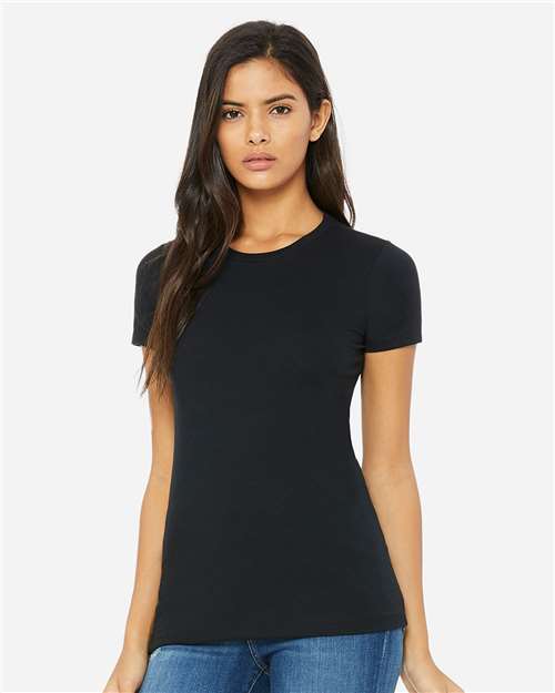 Bella + Canvas 6004 Women's Slim Fit Tee - Solid Black Blend - model front