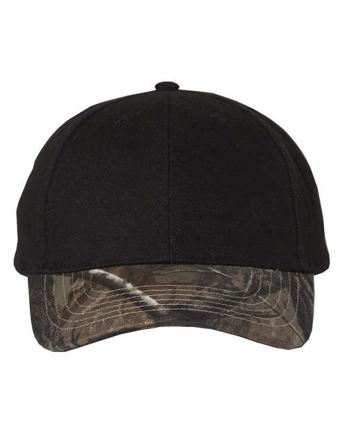 Kati LC25 Solid Crown with Camo Bill Cap - Black/ Realtree AP - front