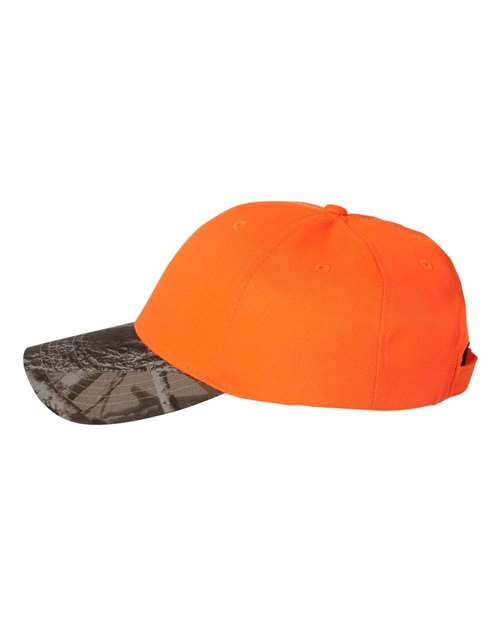 Kati LC25 Solid Crown with Camo Bill Cap - Blaze/ Realtree Hardwoods - side