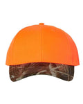 Kati LC25 Solid Crown with Camo Bill Cap - Blaze/ Realtree Hardwoods - front