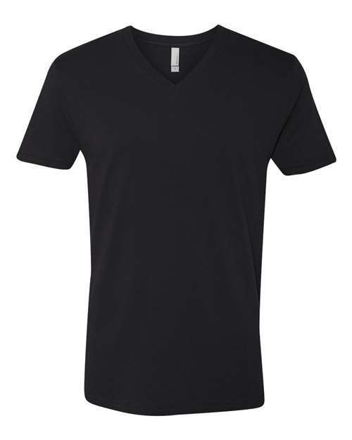 Next Level 3200 Unisex Cotton V-Neck T-Shirt - Black - front