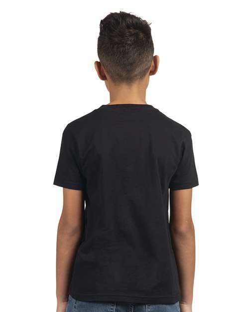 Next Level 3310 Youth Cotton T-Shirt - Black - model back