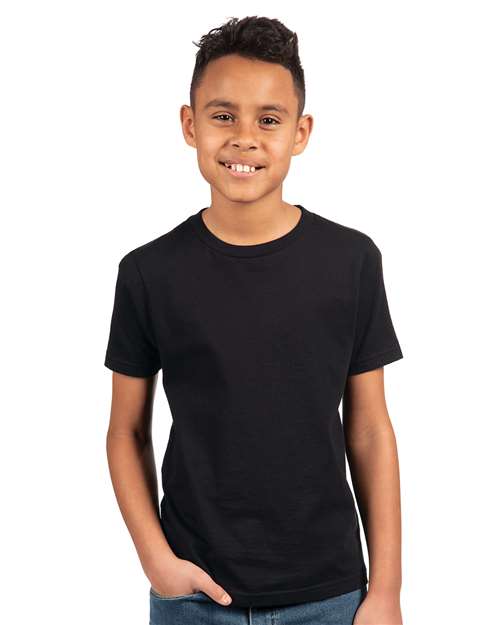 Next Level 3310 Youth Cotton T-Shirt - Black - model front