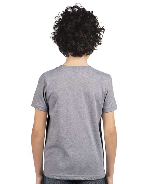 Next Level 3310 Youth Cotton T-Shirt - Heather Grey - model back