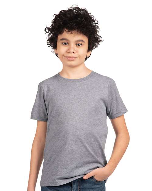 Next Level 3310 Youth Cotton T-Shirt - Heather Grey - model front
