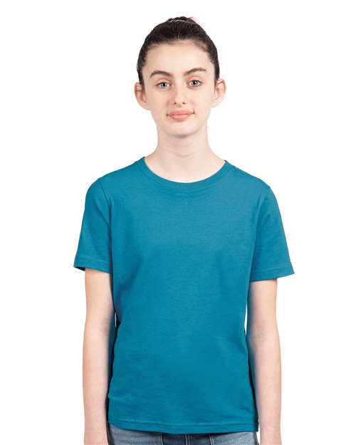 Next Level 3310 Youth Cotton T-Shirt - Turquoise - model front