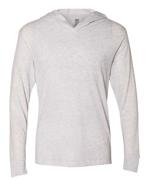 Next Level 6021 Unisex Triblend Hooded Long Sleeve Pullover T-Shirt - Heather White - front