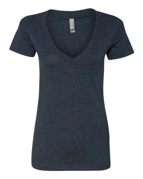 Next Level 6640 Women’s CVC Deep V-Neck T-Shirt - Midnight Navy - front