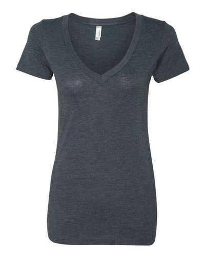 Next Level 6740 Women’s Triblend Deep V-Neck T-Shirt - Vintage Navy - front