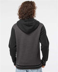 Independent Trading Co. IND45UVZ Unisex Heavyweight Varsity Full-Zip Hooded Sweatshirt - Charcoal Heather/ Black - model back