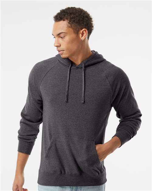 Independent Trading Co. PRM33SBP Unisex Special Blend Raglan Hooded Sweatshirt - Carbon - model front
