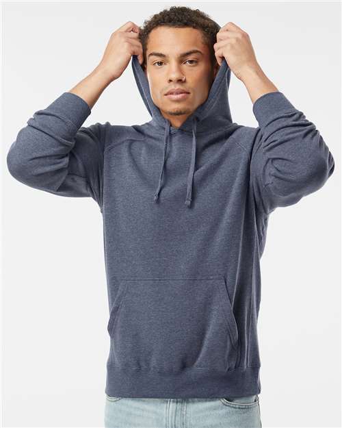 Independent Trading Co. PRM33SBP Unisex Special Blend Raglan Hooded Sweatshirt - Midnight Navy - model front