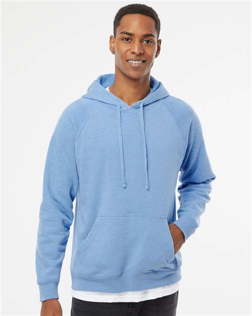 Independent Trading Co. PRM33SBP Unisex Special Blend Raglan Hooded Sweatshirt - Pacific - model front