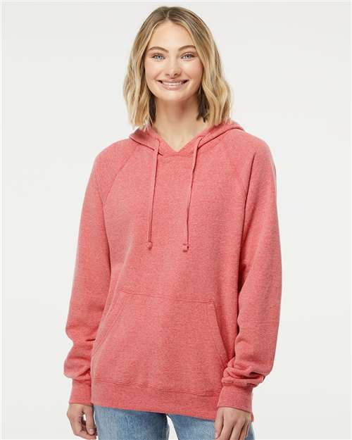 Independent Trading Co. PRM33SBP Unisex Special Blend Raglan Hooded Sweatshirt - Pomegranate - model front