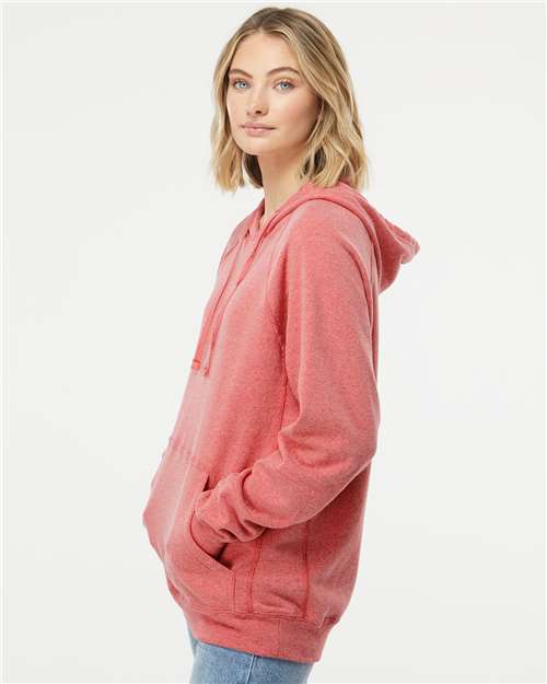 Independent Trading Co. PRM33SBP Unisex Special Blend Raglan Hooded Sweatshirt - Pomegranate - model side