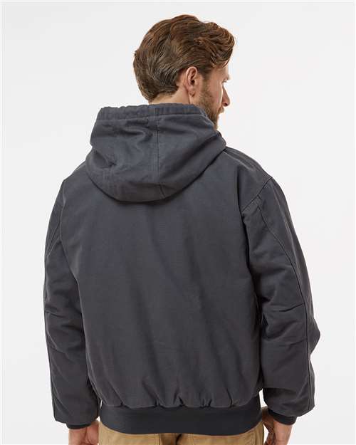 DRI DUCK 5020 Men's Cheyenne Boulder Cloth Hooded Jacket with Tricot Quilt Lining - Charcoal - model back