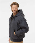 DRI DUCK 5020 Men's Cheyenne Boulder Cloth Hooded Jacket with Tricot Quilt Lining - Charcoal - model side