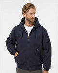 DRI DUCK 5020 Men's Cheyenne Boulder Cloth Hooded Jacket with Tricot Quilt Lining - Navy - model front