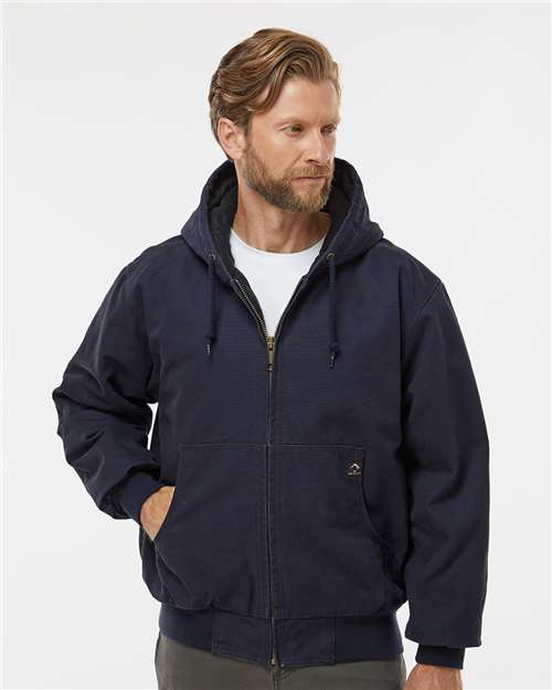 DRI DUCK 5020 Men's Cheyenne Boulder Cloth Hooded Jacket with Tricot Quilt Lining - Navy - model front