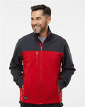 DRI DUCK 5350 Men's Motion Soft Shell Jacket - Red/ Charcoal - model front