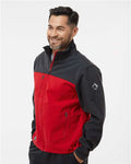 DRI DUCK 5350 Men's Motion Soft Shell Jacket - Red/ Charcoal - model side