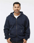 DRI DUCK 7033 Men's Crossfire Heavyweight Power Fleece Hooded Jacket with Thermal Lining - Navy - model front
