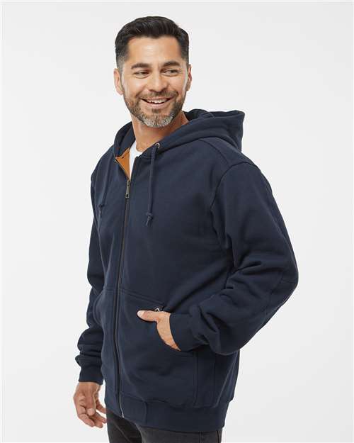 DRI DUCK 7033 Men's Crossfire Heavyweight Power Fleece Hooded Jacket with Thermal Lining - Navy - model side