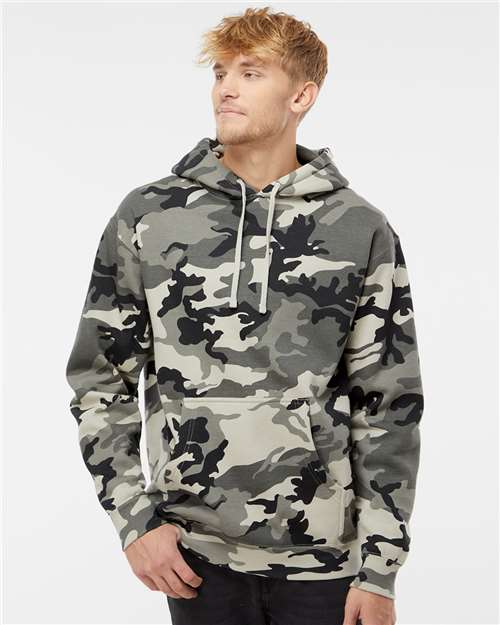 Independent Trading Co. IND4000 Heavyweight Hooded Sweatshirt - Snow Camo - model front