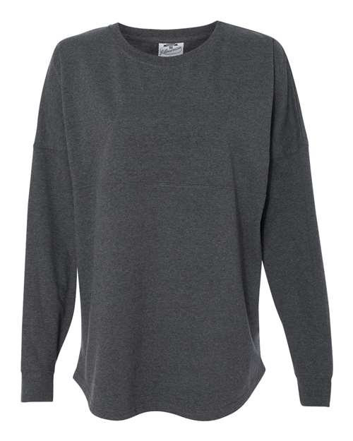 J. America 8229 Unisex Game Day Jersey Long Sleeve T-Shirt - Charcoal Heather - front