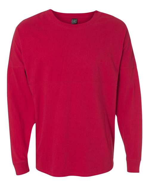 J. America 8229 Unisex Game Day Jersey Long Sleeve T-Shirt - Red - front
