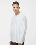 J. America 8229 Unisex Game Day Jersey Long Sleeve T-Shirt - White - model side