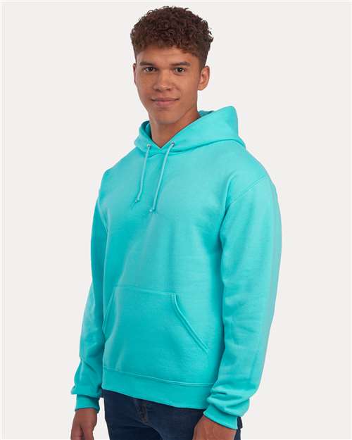 Jerzees 996MR Unisex NuBlend Hooded Sweatshirt - Scuba Blue - model side