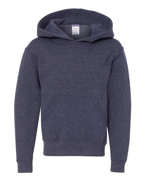 Jerzees 996YR Youth NuBlend Hooded Sweatshirt - Vintage Heather Navy - front
