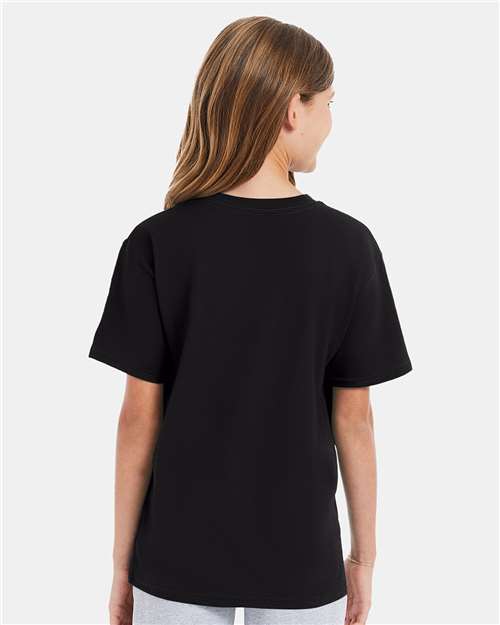 Hanes 498Y Youth Perfect-T T-Shirt - Black - model back
