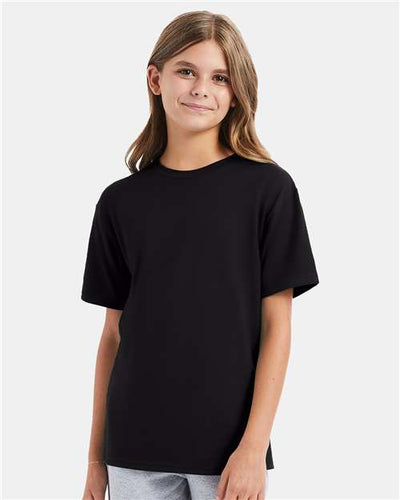 Hanes 498Y Youth Perfect-T T-Shirt - Black - model front