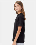 Hanes 498Y Youth Perfect-T T-Shirt - Black - model side